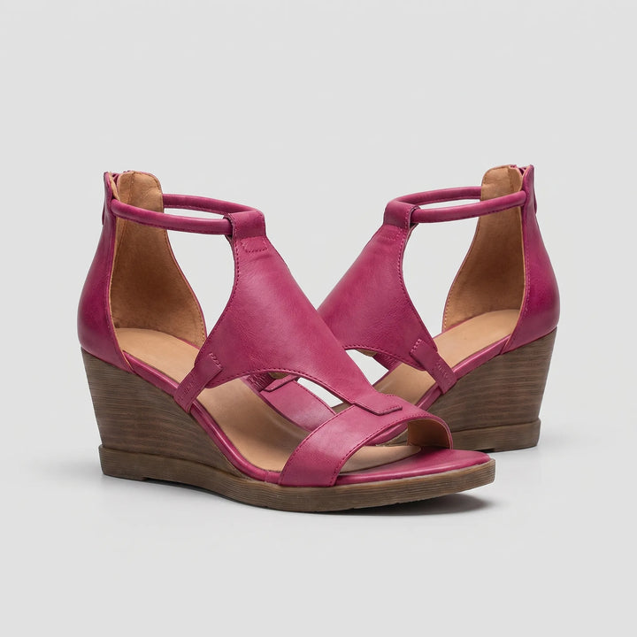 Women's T Strap Wedge Sandals - Open Toe for Summer