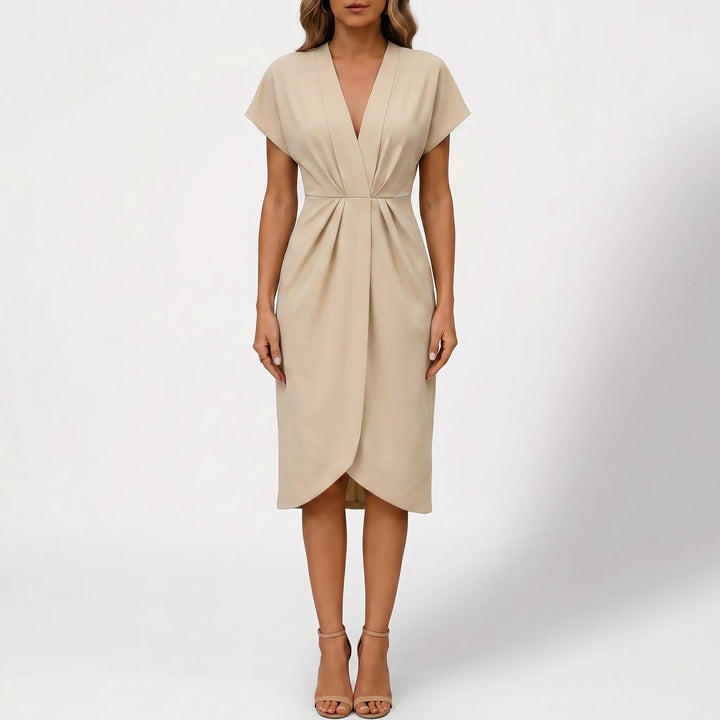 Women's Wrap Midi Dress - V Neck for Summer Cocktail