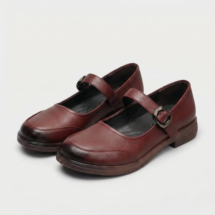 Women's Mary Jane Shoes - Round Toe with Buckle Strap