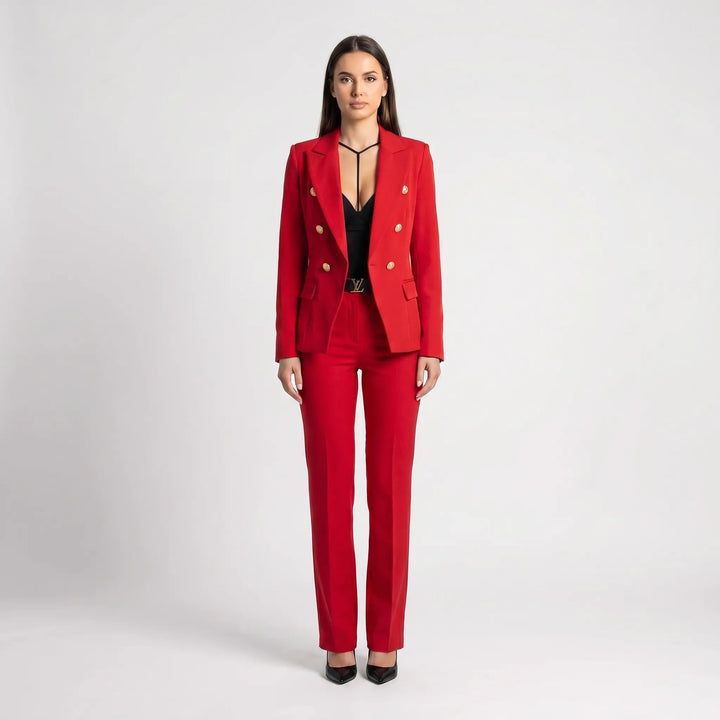 Women's 2 Piece Suit Set - Tailored Blazer and Pants for Work