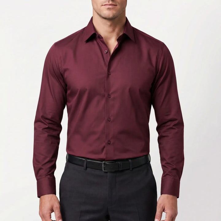 Men's Slim Fit Button Up Shirt - Smart Long Sleeve for Work