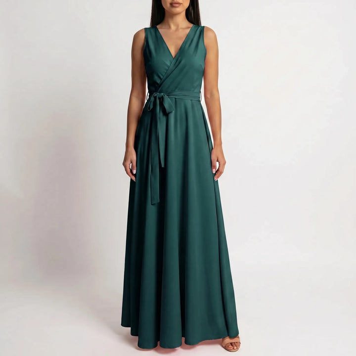 Women's Wrap Maxi Dress - Sleeveless for Wedding Guest