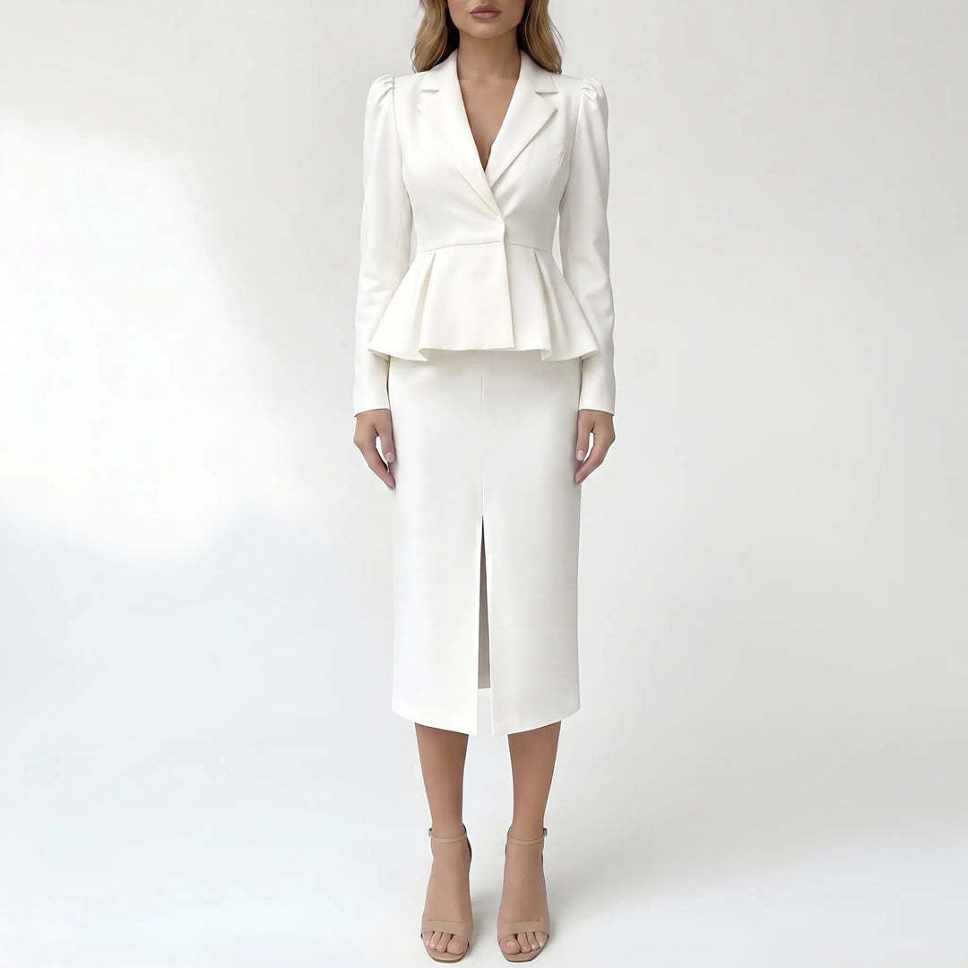 Women's Blazer and Skirt Set - Peplum 2 Piece Outfit for Work