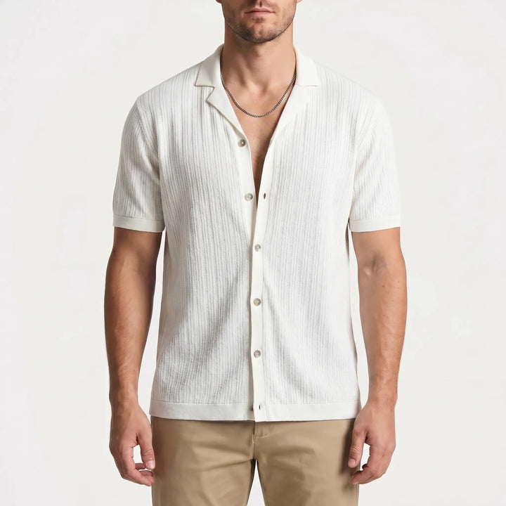 Men's Short Sleeve Button Down Shirt - Summer Casual Cuban Collar