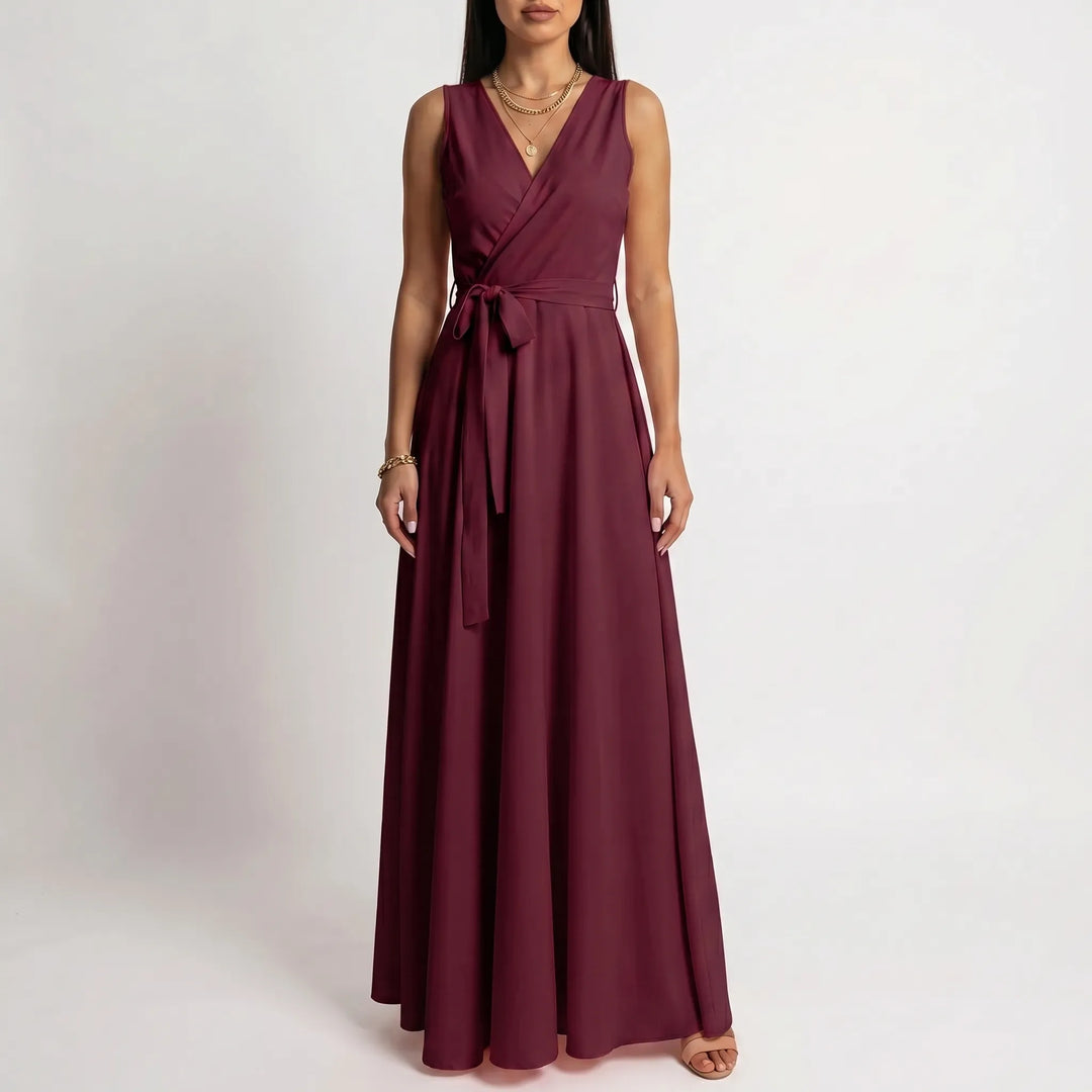 Women's Wrap Maxi Dress - Sleeveless for Wedding Guest