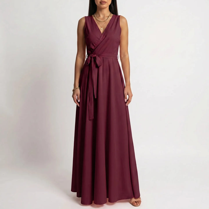 Women's Wrap Maxi Dress - Sleeveless for Wedding Guest