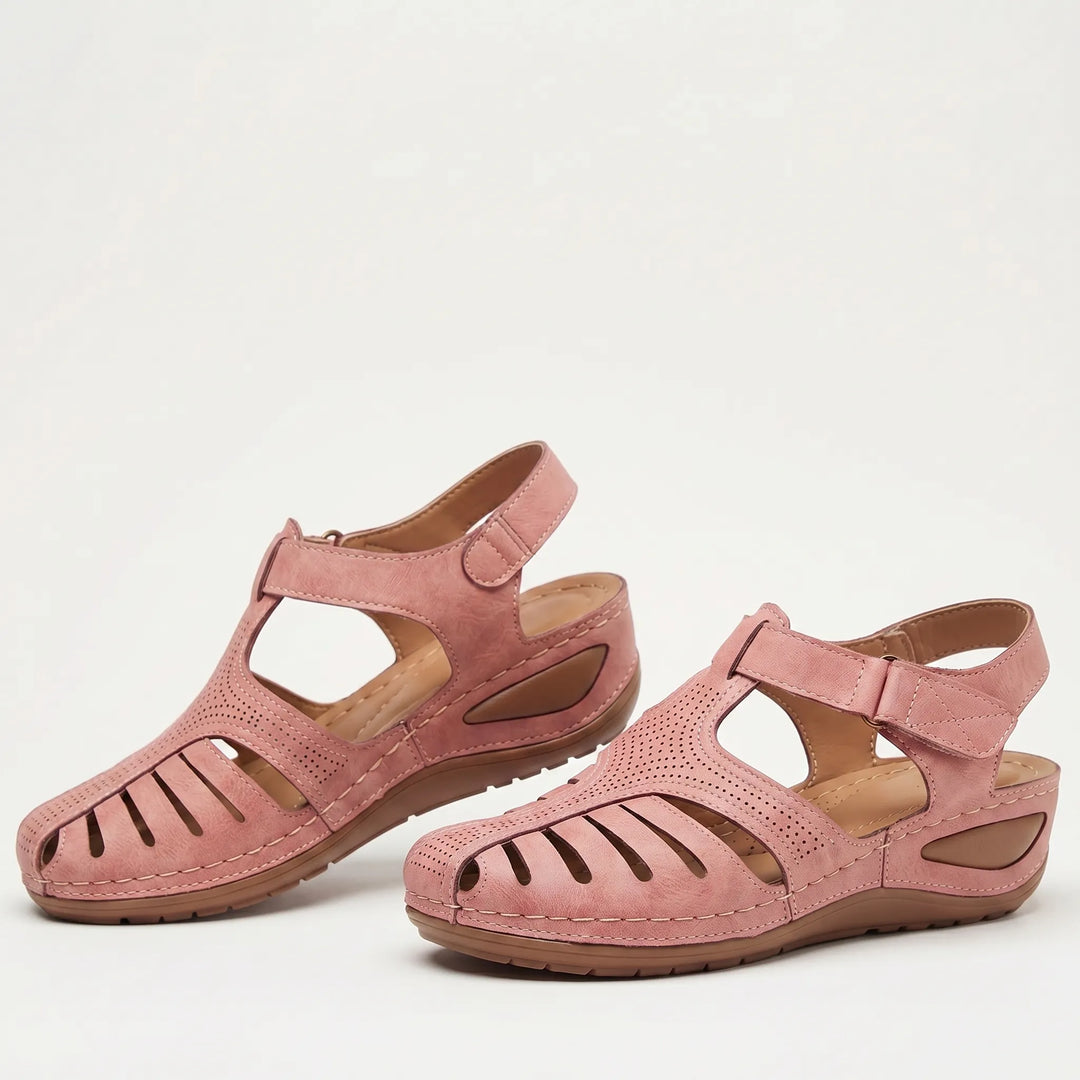 Women's Closed Toe Walking Sandals - Cutout Design for Summer