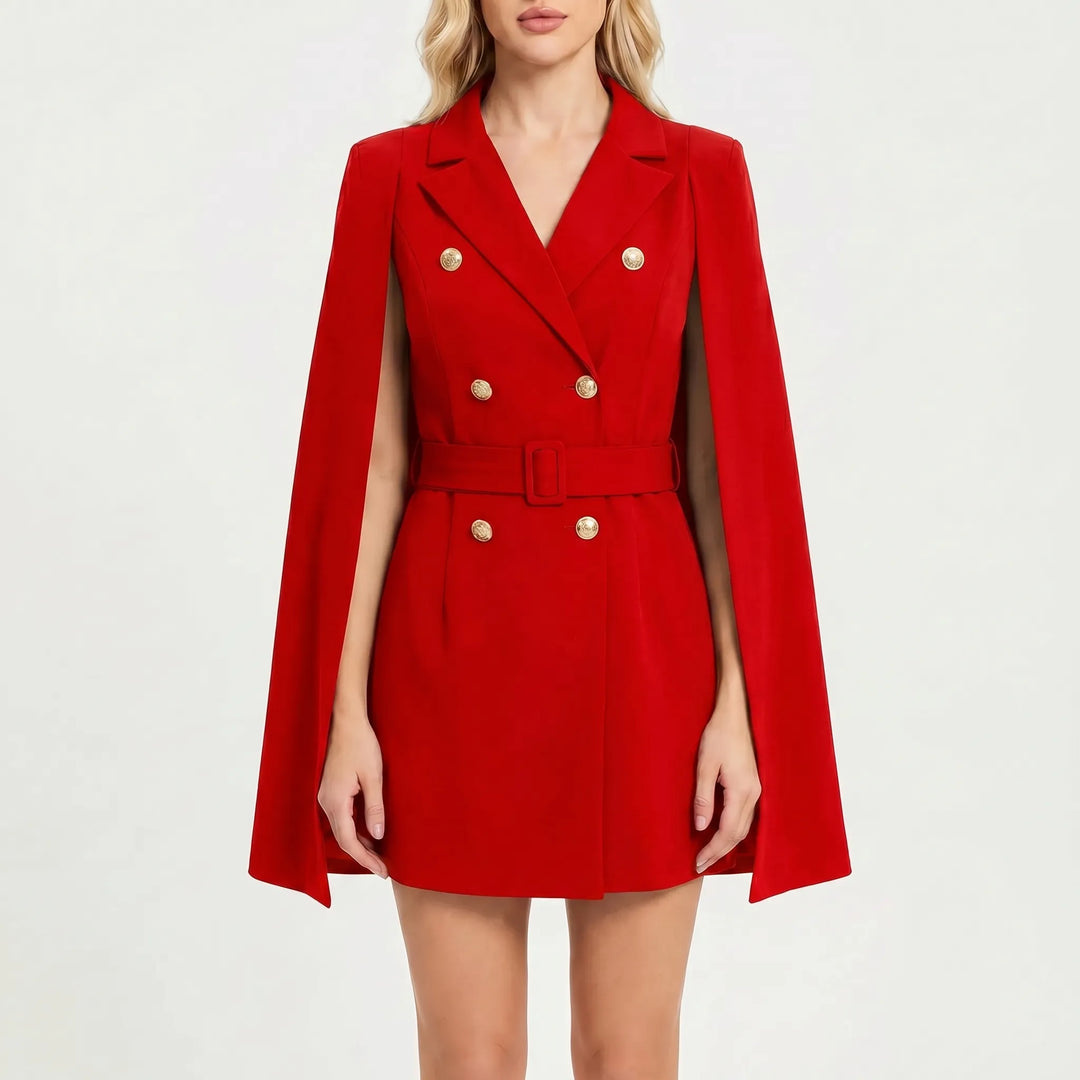 Women's Mini Blazer Dress - Cape Sleeve Cocktail Party Dress