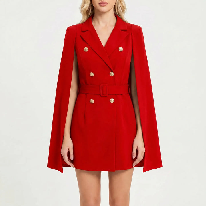 Women's Mini Blazer Dress - Cape Sleeve Cocktail Party Dress
