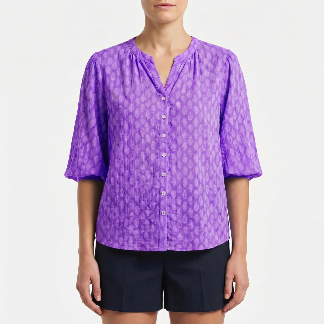 Women's Printed Button Down Blouse - Summer Boho V Neck Top
