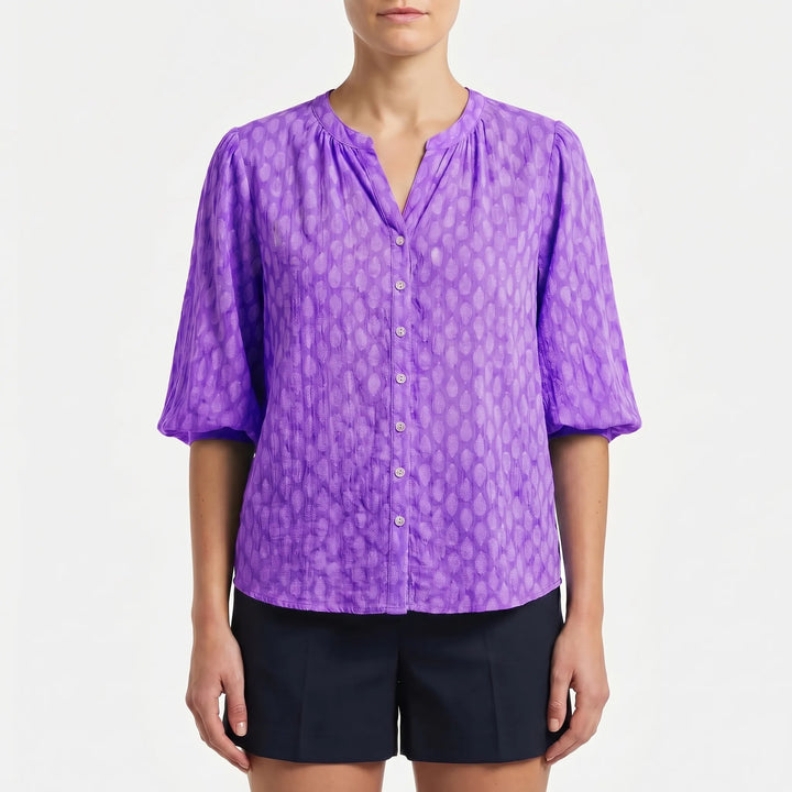 Women's Printed Button Down Blouse - Summer Boho V Neck Top