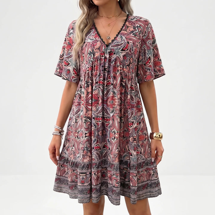 Women's Boho Mini Dress - Paisley Summer Sundress