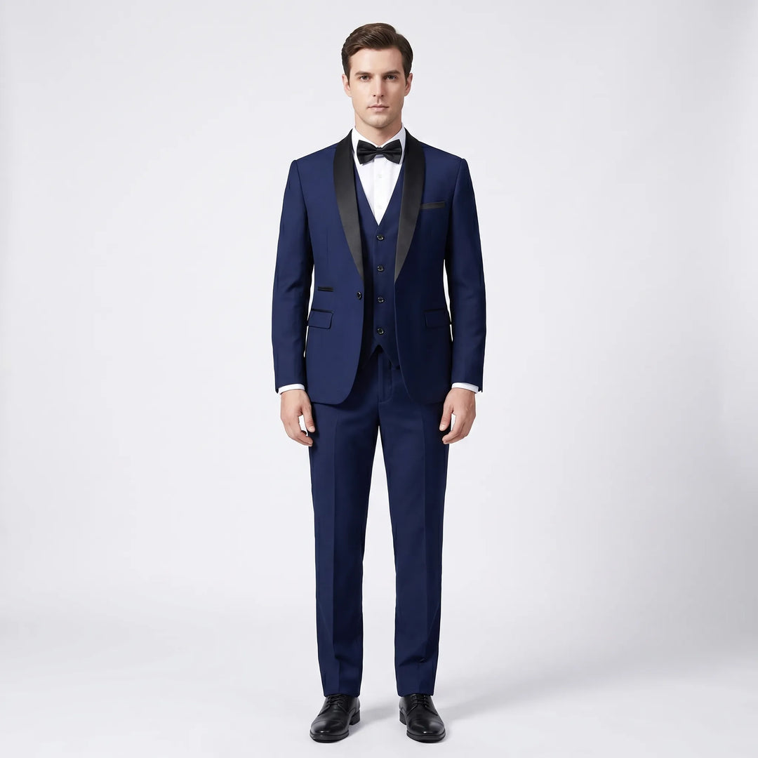 Men's 3 Piece Tuxedo Suit - Slim Fit Blazer Vest and Pants