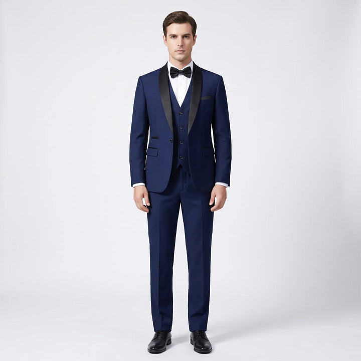 Men's 3 Piece Tuxedo Suit - Slim Fit Blazer Vest and Pants