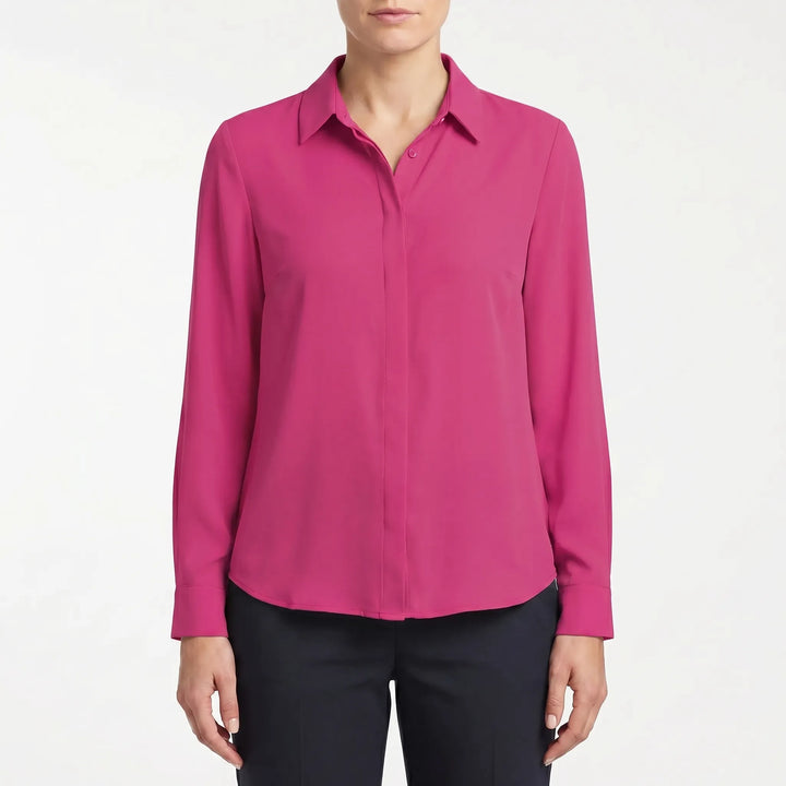 Women's Button Up Blouse - Collared with Long Sleeve for Work
