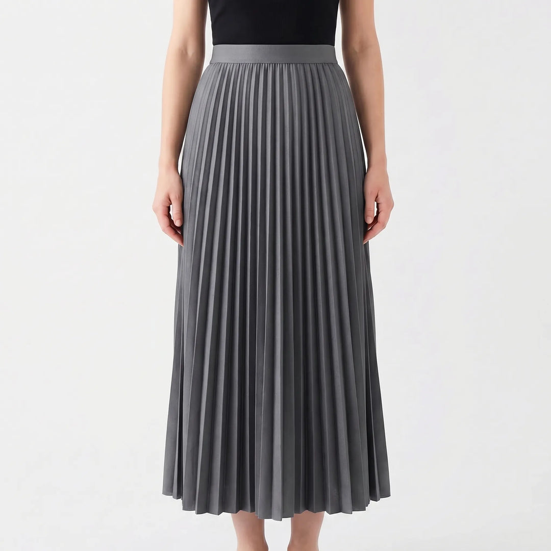 Women's Pleated Maxi Skirt - Flowing with Elastic Waist