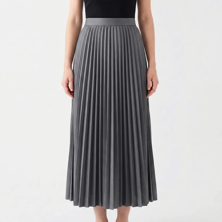 Women's Pleated Maxi Skirt - Flowing with Elastic Waist