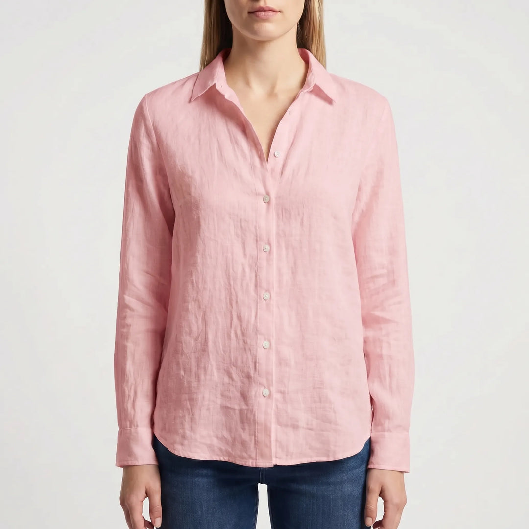 Women's Summer Button Up Blouse - Long Sleeve Casual V Neck Dressy
