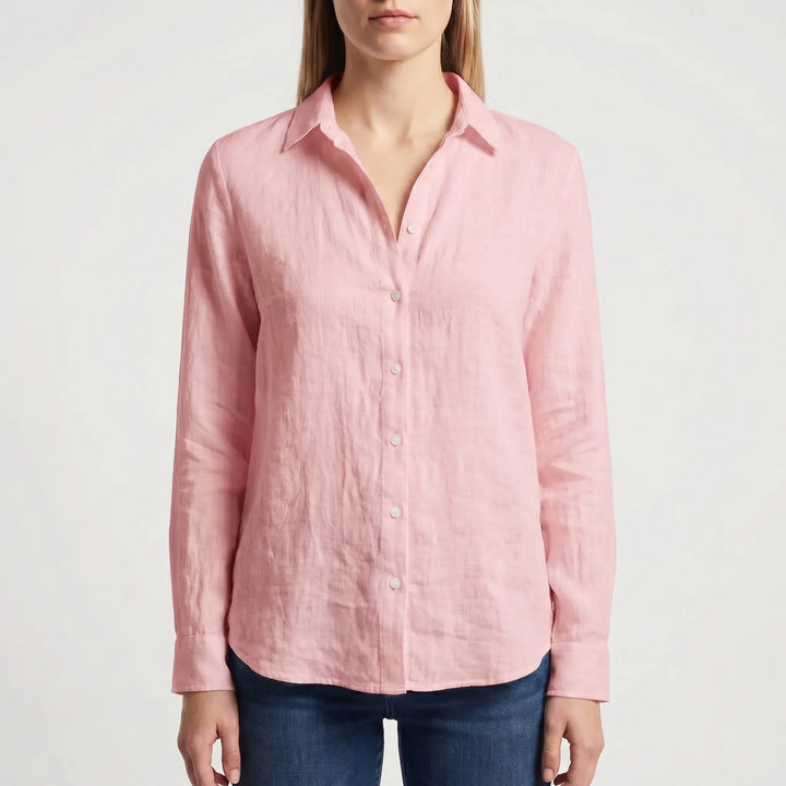 Women's Summer Button Up Blouse - Long Sleeve Casual V Neck Dressy