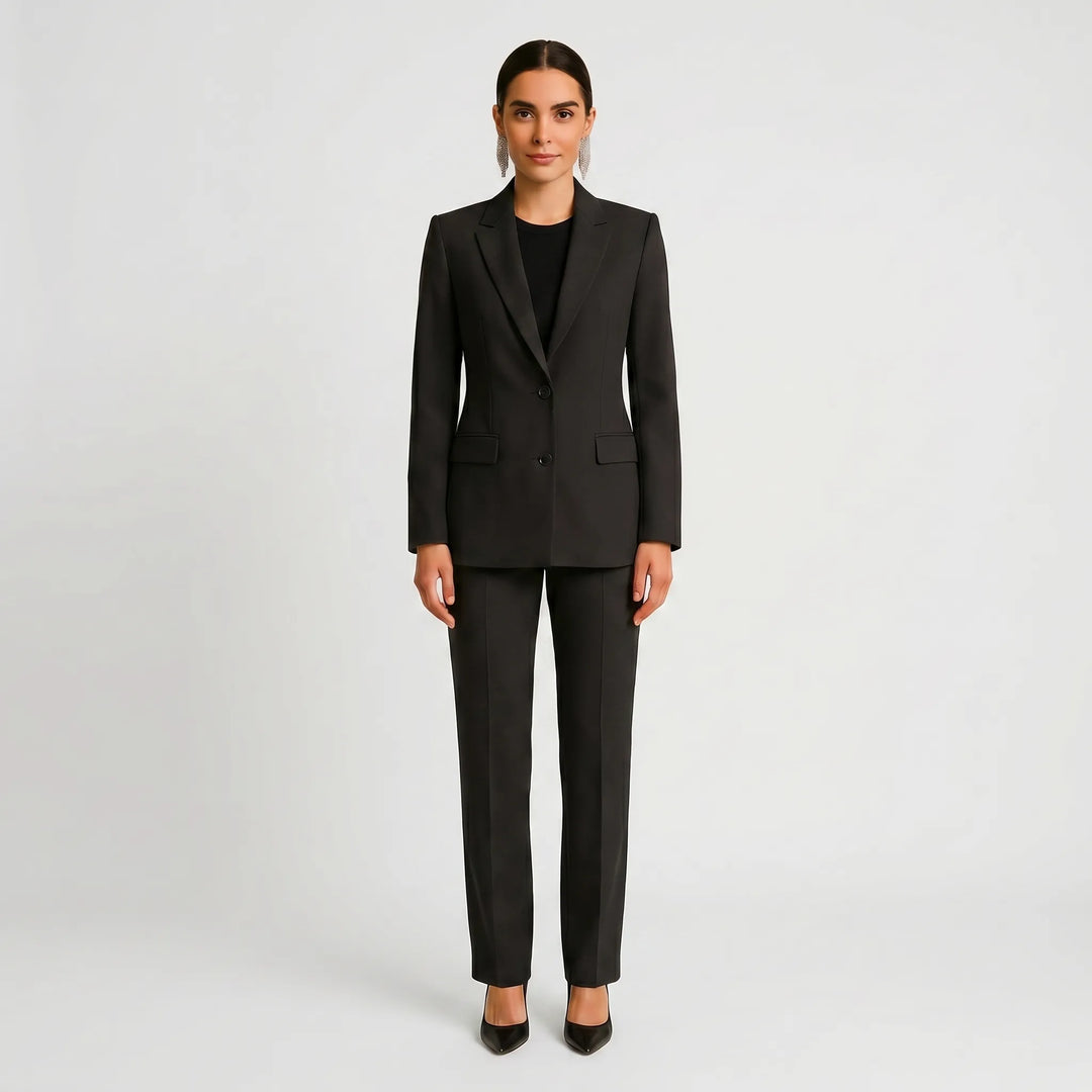 Women's 2 Piece Suit Set - Tailored Blazer and Pleated Pants