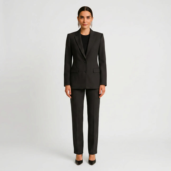 Women's 2 Piece Suit Set - Tailored Blazer and Pleated Pants