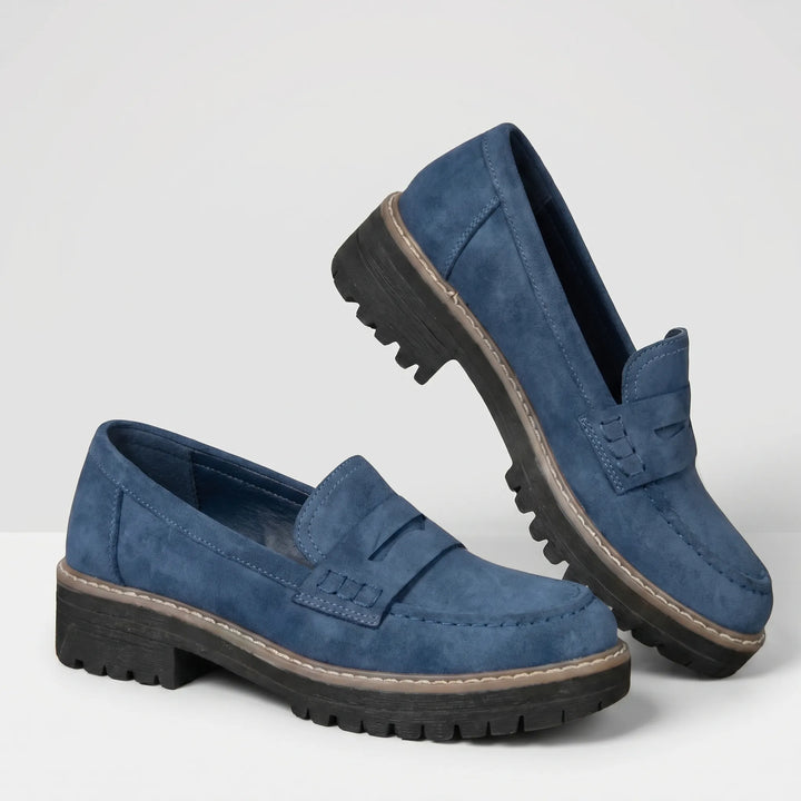 Women's Penny Loafers - Casual Slip On with Chunky Sole