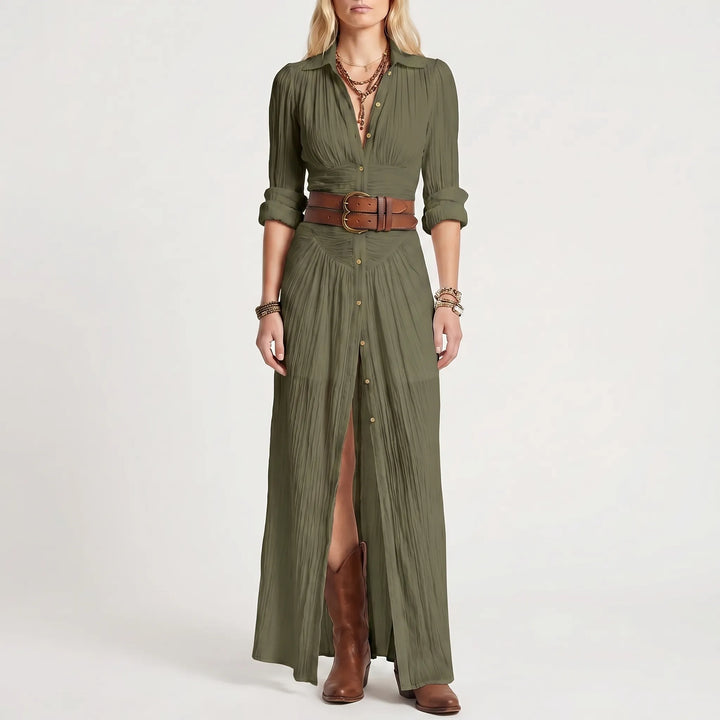 Women's Maxi Shirt Dress - Button Down Boho for Summer