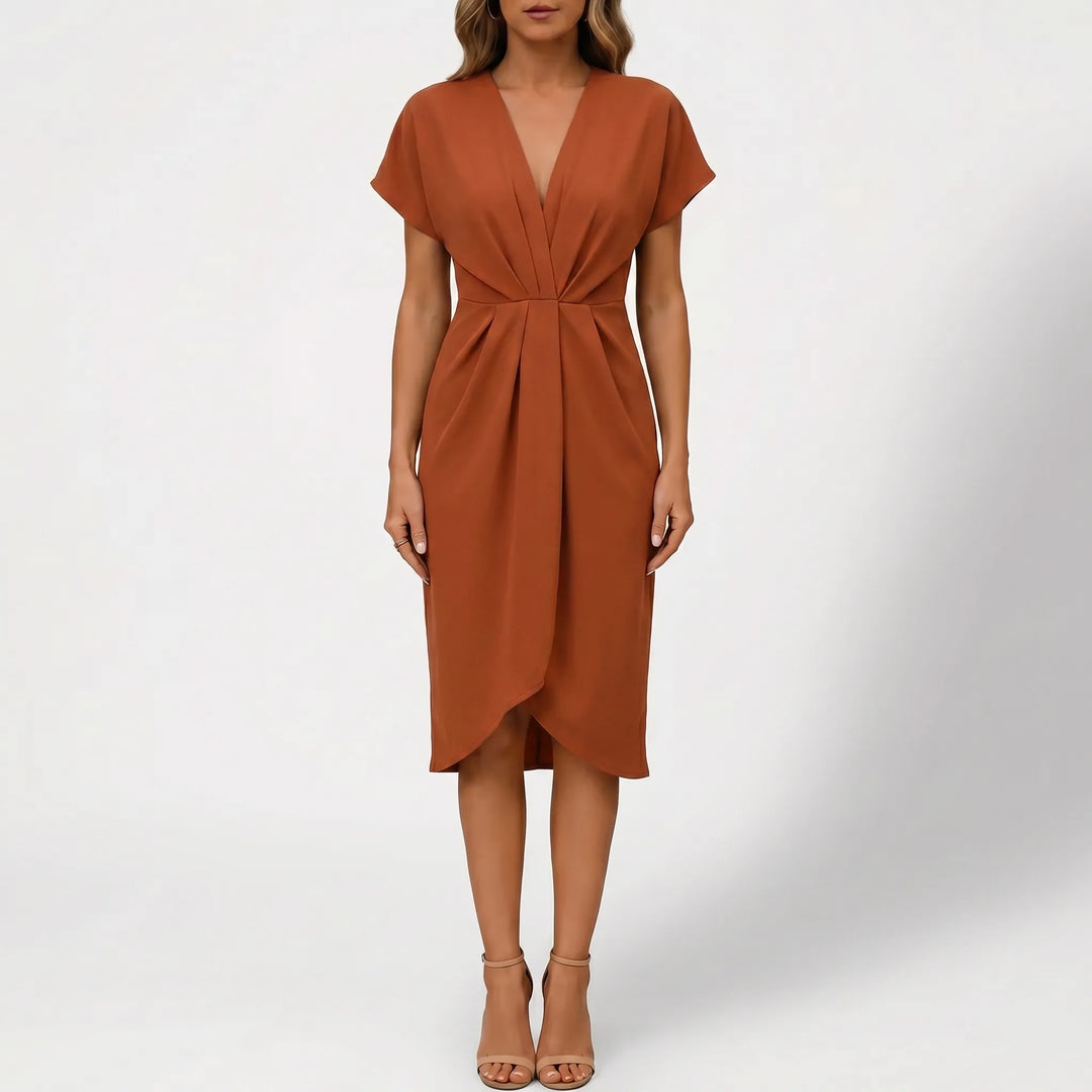 Women's Wrap Midi Dress - V Neck for Summer Cocktail