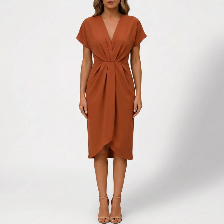 Women's Wrap Midi Dress - V Neck for Summer Cocktail
