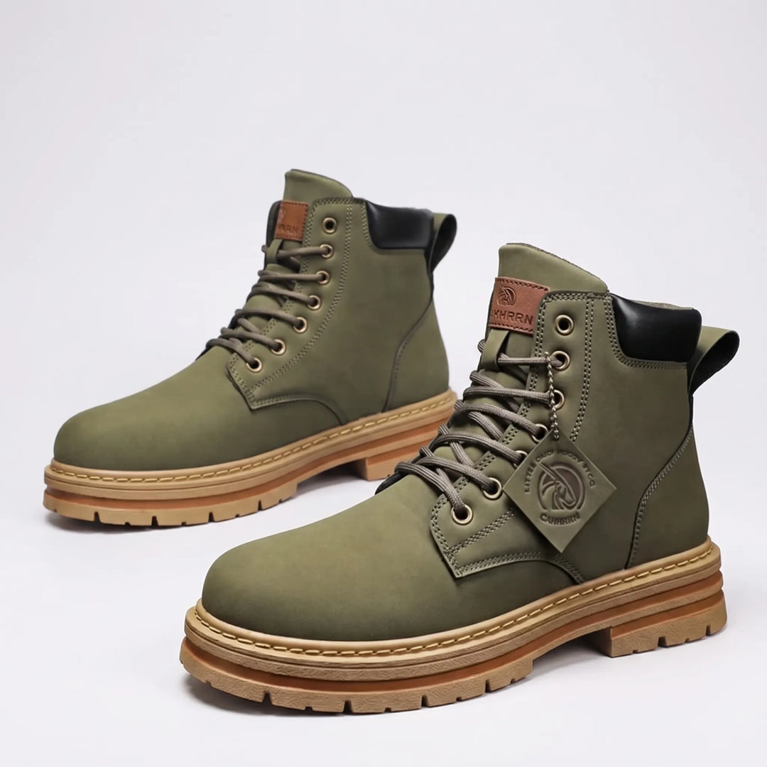 Men's Casual Lace Up Ankle Boots - Chunky Sole for Work