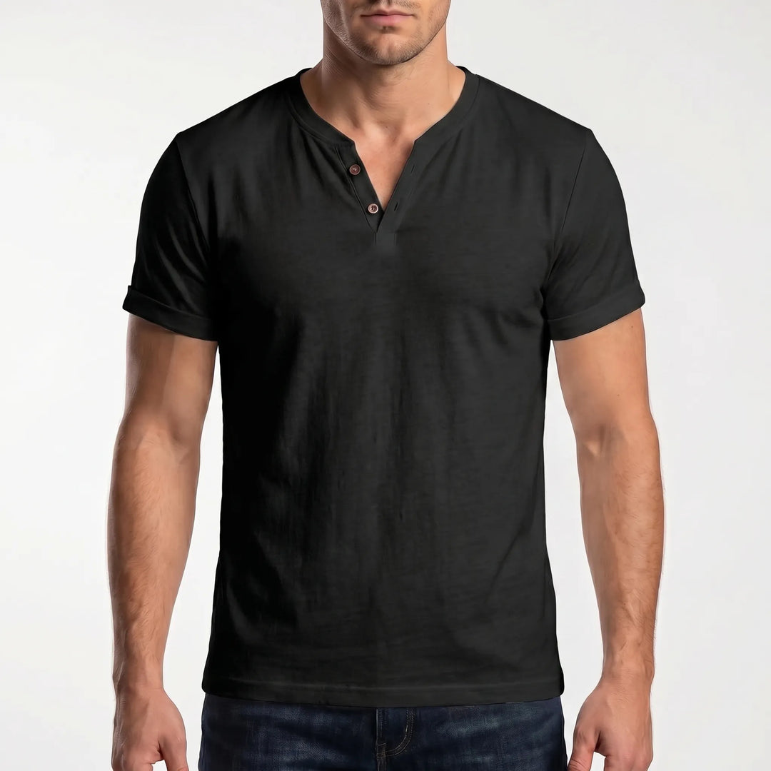 Men's Short Sleeve Henley T Shirt - Casual Summer V Neck Top