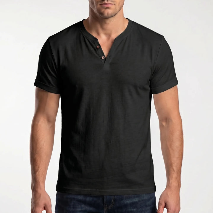Men's Short Sleeve Henley T Shirt - Casual Summer V Neck Top