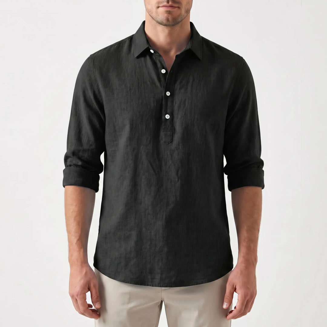 Men's Long Sleeve Polo Shirt - Summer Casual Popover