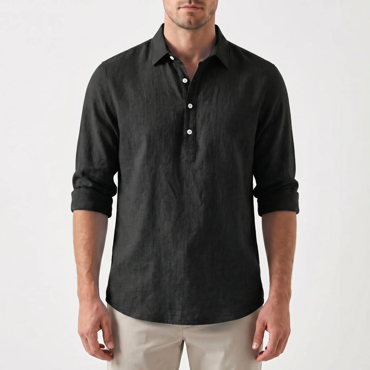 Men's Long Sleeve Polo Shirt - Summer Casual Popover