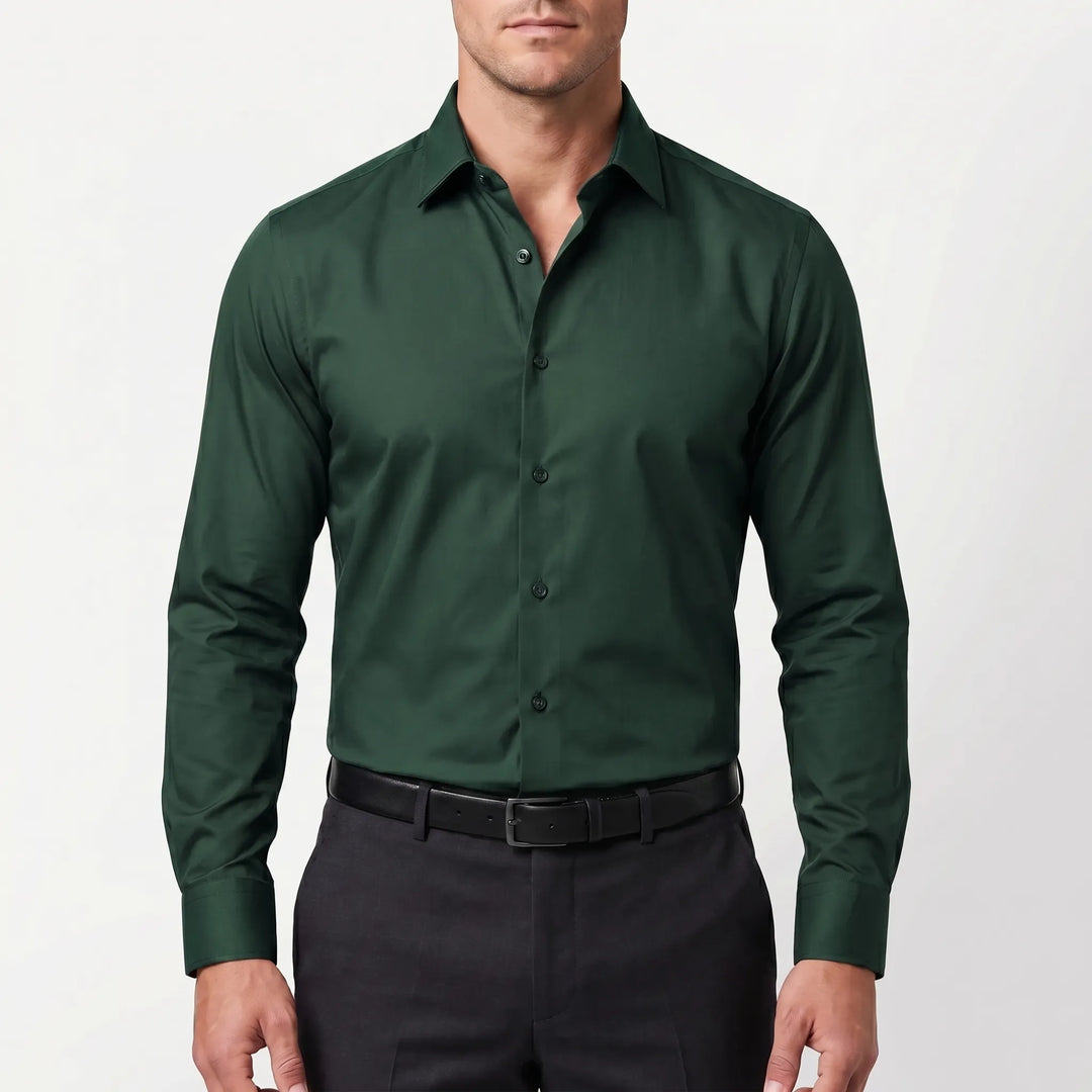 Men's Slim Fit Button Up Shirt - Smart Long Sleeve for Work