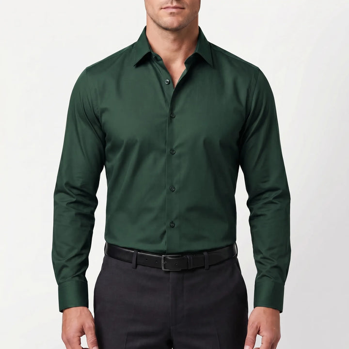 Men's Slim Fit Button Up Shirt - Smart Long Sleeve for Work