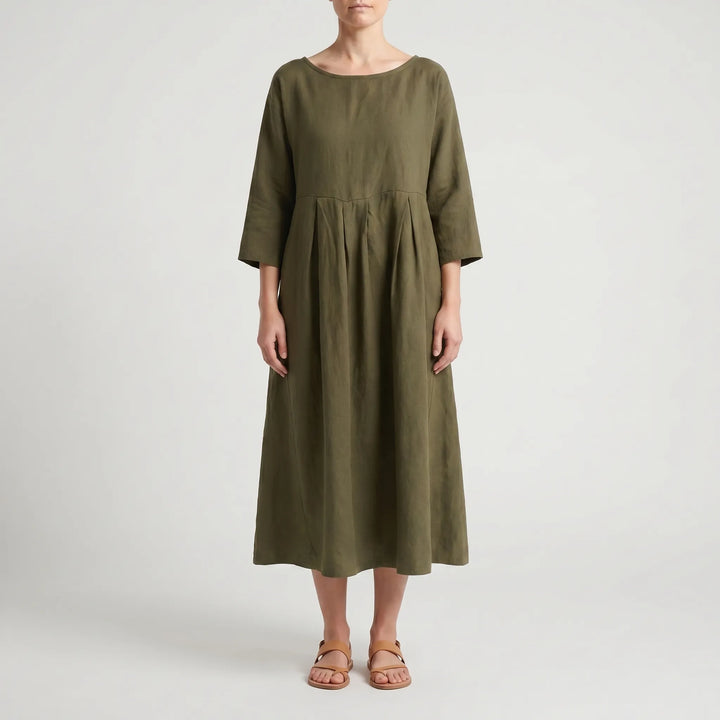 Women's Loose Fit Midi Dress - Swing Dress with Pockets