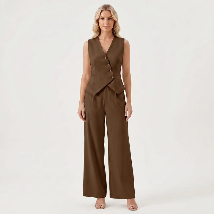 Women's Vest and Pants Set - 2 Piece Tailored Outfit for Work