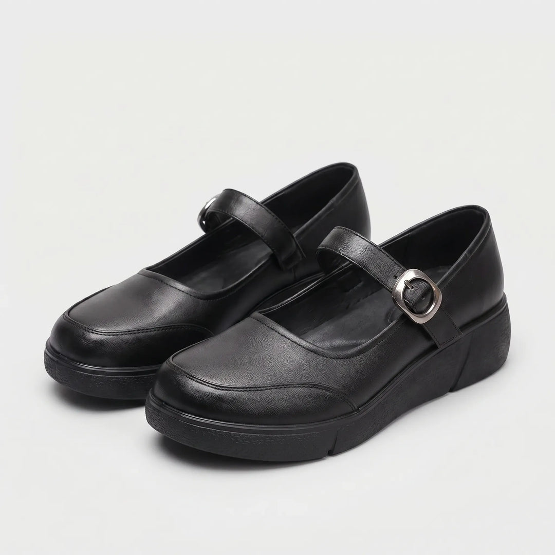 Women's Mary Jane Shoes - Round Toe with Buckle Strap