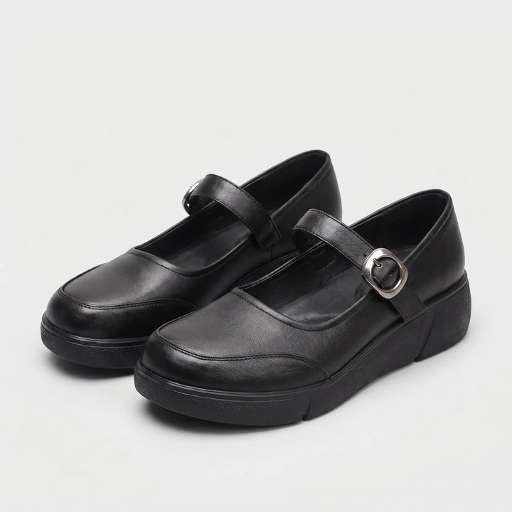 Women's Mary Jane Shoes - Round Toe with Buckle Strap