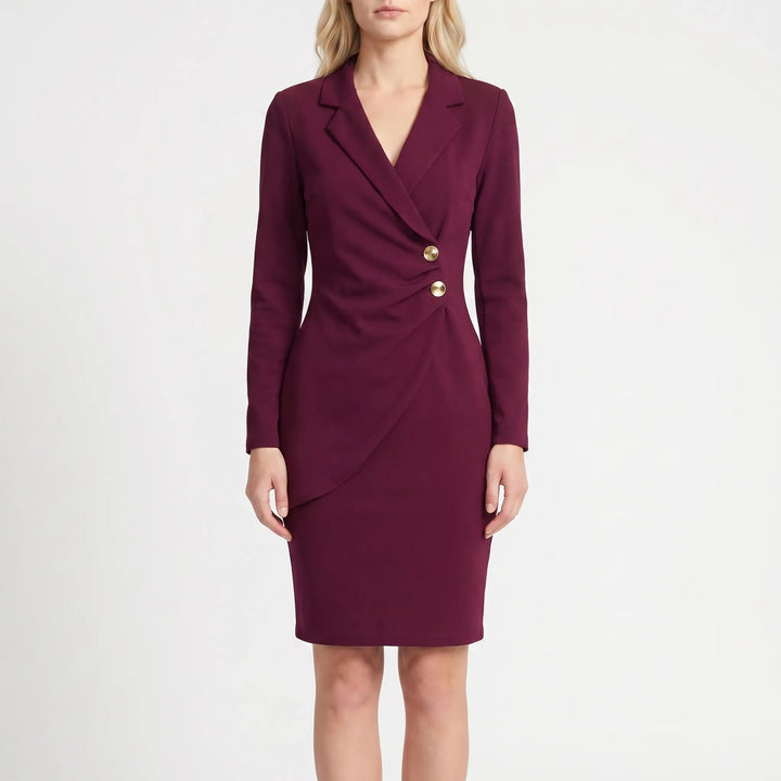 Women's Long Sleeve Blazer Dress - Wrap Style for Work