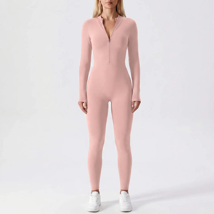 Women's Bodycon Jumpsuit - Zip Up with Long Sleeve