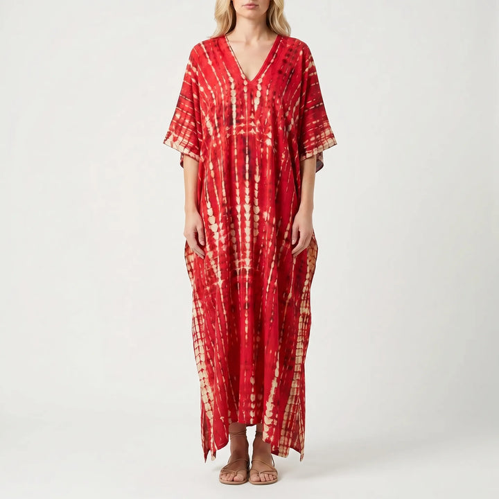Women's Summer Caftan Maxi Dress - Loose V Neck Casual Boho