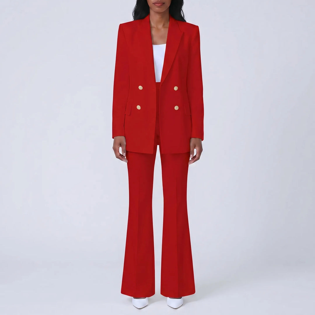 Women's 2 Piece Suit Set - Blazer and Flare Pants for Work