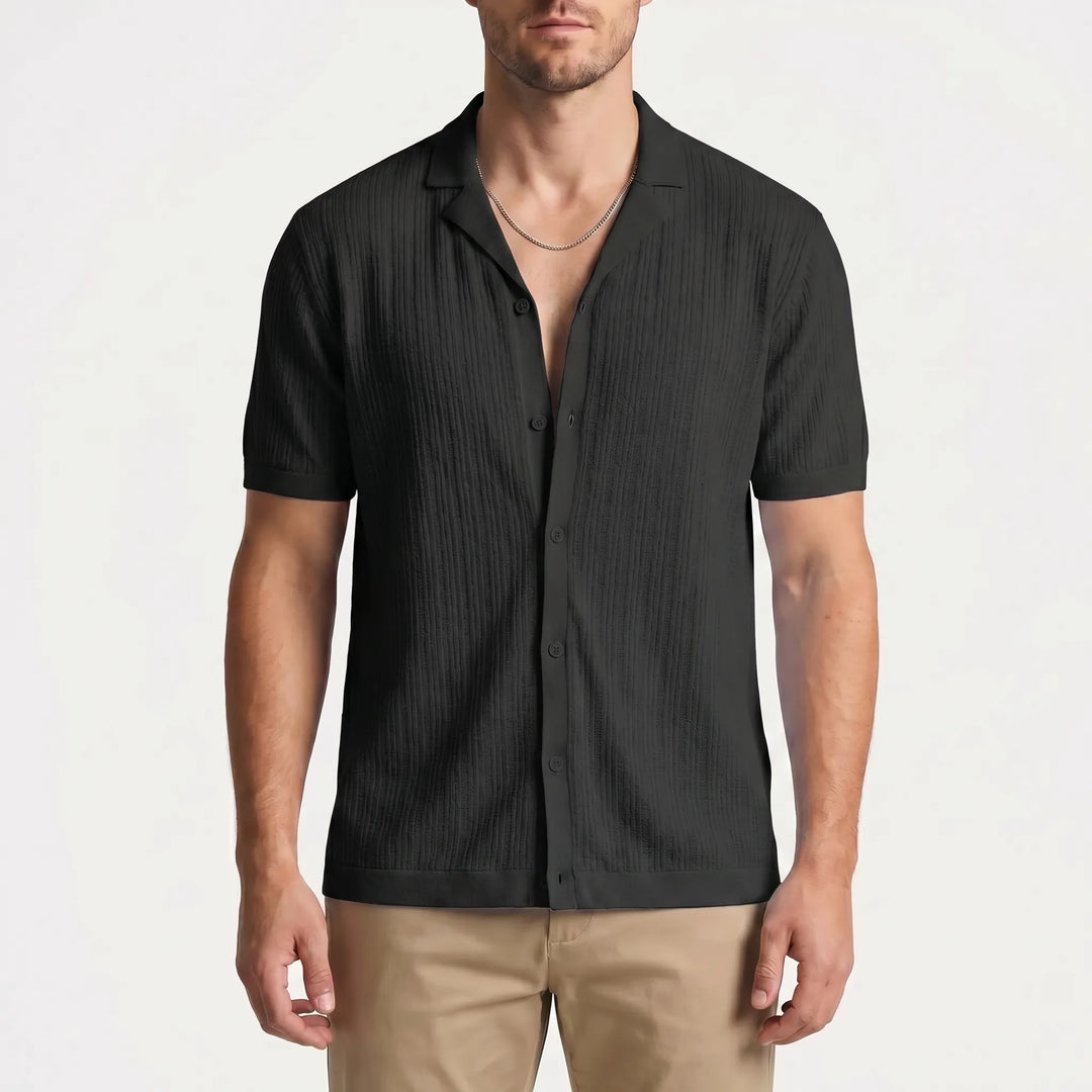 Men's Short Sleeve Button Down Shirt - Summer Casual Cuban Collar