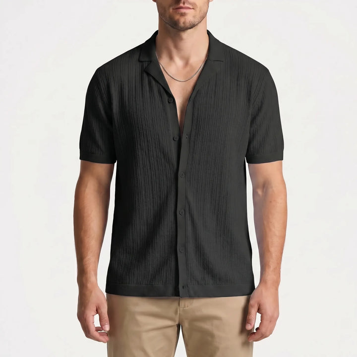 Men's Short Sleeve Button Down Shirt - Summer Casual Cuban Collar