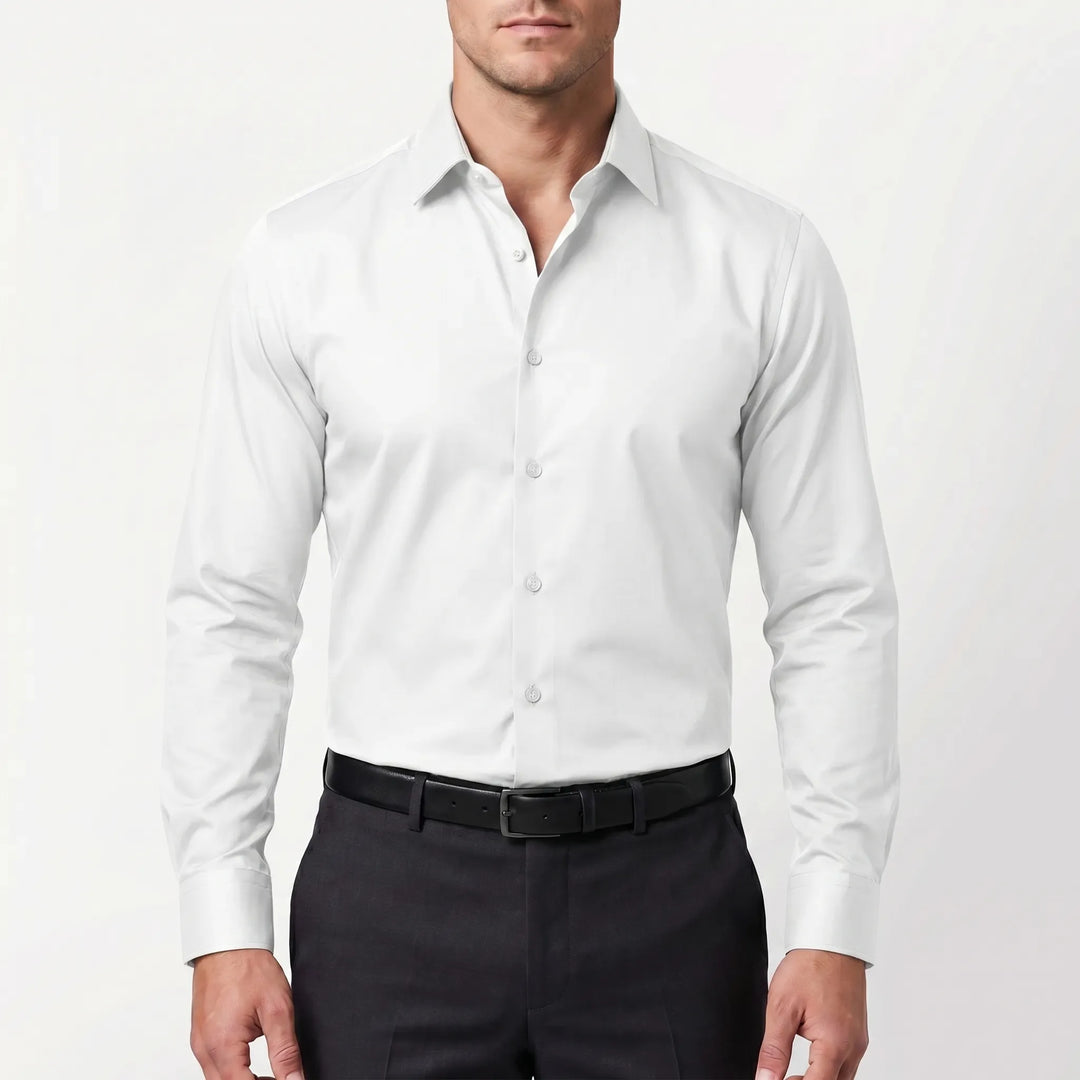 Men's Slim Fit Button Up Shirt - Smart Long Sleeve for Work