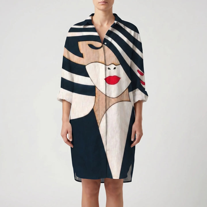 Women's Printed Shirt Dress - Casual Summer Button Down