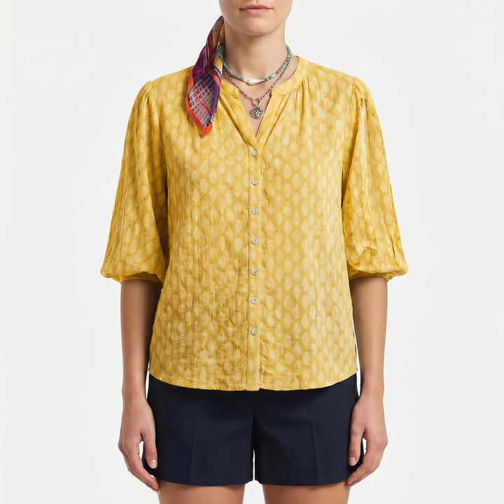 Women's Printed Button Down Blouse - Summer Boho V Neck Top
