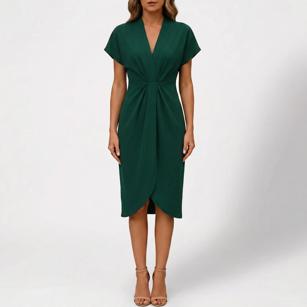 Women's Wrap Midi Dress - V Neck for Summer Cocktail